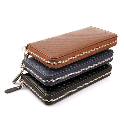 Mens Business Long Wallet Leather Clutch Checkbook Phone Purse Card Holder Gifts • $5.99
