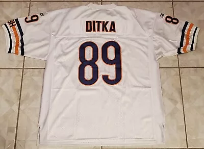 #89 MIKE DITKA Men's Size 56 Chest Reebok ONFIELD Player Jersey WHITE ~ NWOT • $89.97