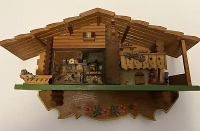 Vintage 3D Cabin DIORAMA Wooden Shadow Box Picture Folk Art German Italian • $34.95