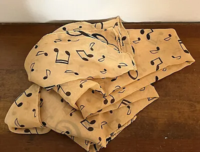 Designer Scarf Womens Music Notes Print Dingsciu Muted Peach Fashion Poly RARE • $8.59