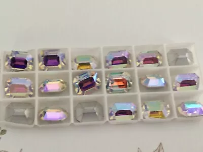 £5.75 • Buy Swarovski #4600 #4610 Rhinestone Octagon Crystal AB Silver Foil Size Option