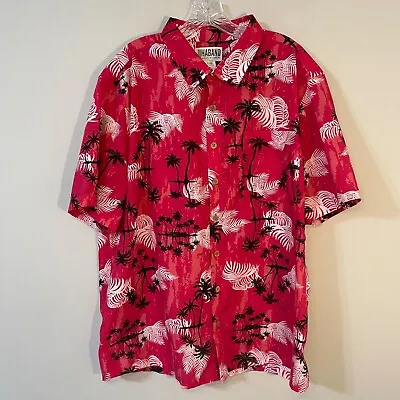 Haband Shirt Mens XL Hawaiian Button Down  Pink Palm Trees • $12.99