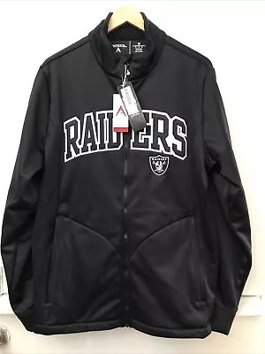 NFL Raiders Antigua Full-Zip Golf Jacket Black Spellout Stitched Logo Size M NWT • $64.95