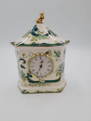MASON'S Ironstone Green Chartreuse Pattern Mantle Clock Hand Painted 21cm • £34.99