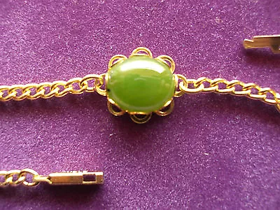 BRACELET 22ct GOLD CLAD Or RHODIUM PLATED JADE CHAIN BRACELET DANSNAP CLASP • $17.50