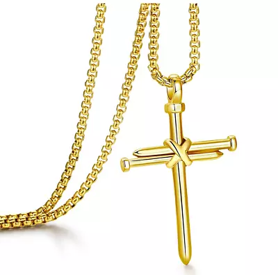 Titanium Steel Cross Pendant 3 Nails Christian Father Men's Popular Jewelry Gift • $6.65