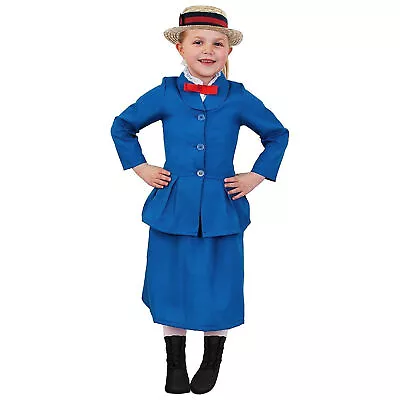 Girls Magical Nanny Poppins Costume + Hat World Book Day Kids Girls Fancy Dress • £15.99