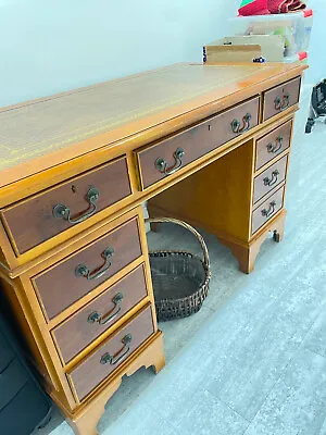 Reproduction Yew Leather Topped Office Desk • £300