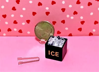 Dollhouse Miniature Ice Bucket With Ice And Metal Tongs - 1:12 Scale • $9.99