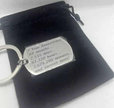 7 Year Wedding Anniversary Gift Keyring Keychain Husband Wife 7th Seven Present • £4.99