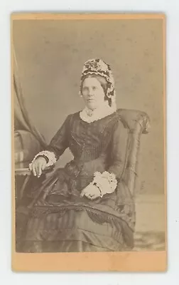 Antique CDV Circa 1870s Woman Sitting In Chair Wearing Dress Beales Boston MA • $9.99