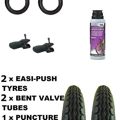 2 X Mothercare MY4 Pram TYRES 12 1/2  X 2 1/4 + 2x Bent Tubes + Puncture Sealant • £32.32