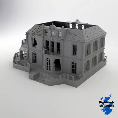 Destroyed Hotel Hartenstein 20mm 1:72 WW2 Building Tabletop Gaming 3D Print • £52.99