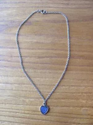 Aarikka Finland Vintage Wooden Heart Blue Pendant With The Chain • $22