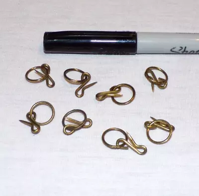 VTG Lot 8 Miniature Dollhouse Curtain Rod Hooks Metal .5 In Rings Retro • $17.99