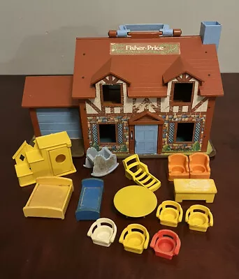 Vintage 1969 Fisher Price Play Family Brown Tudor Doll House 952 Little People • $39.99