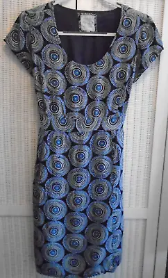 Size 12 Beautiful Vintage Mistral Dress Blue/white/brown • £7.99