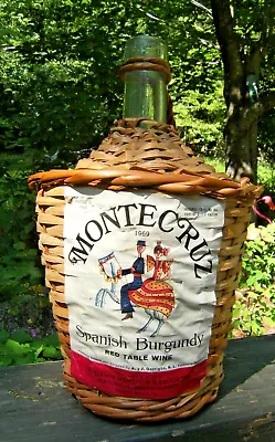 MONTECRUZ Spanish Burgundy 1/2 Gal. Bottle(empty) Wicker Wrapped. 1969 Valencia • $9.99