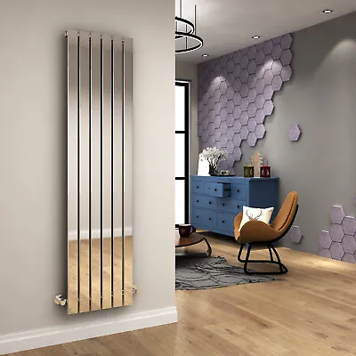 Vertical Radiator 1800 X 452 Chrome Single Flat Panel Tall Upright Heating Rads • £213.99