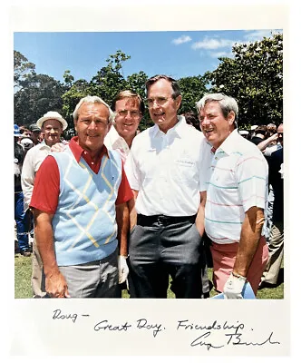 George H. W. Bush Signed Official White House 8x10 Photo With Arnold Palmer PSA • $574.99