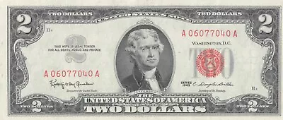 1963 $2 Dollar Bill Red Seal United States Note ((STUNNING)) • $6.98