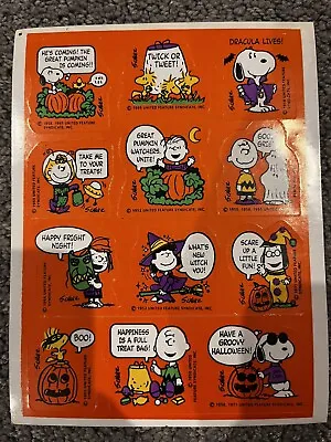 Vintage Hallmark Peanuts~charlie Brown~snoopy Great Pumpkin Halloween Stickers • $1.50