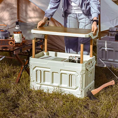 Folding Camping Table & Camping Picnic Food Storage Box Outdoor BBQ Car Trunk • £10.95