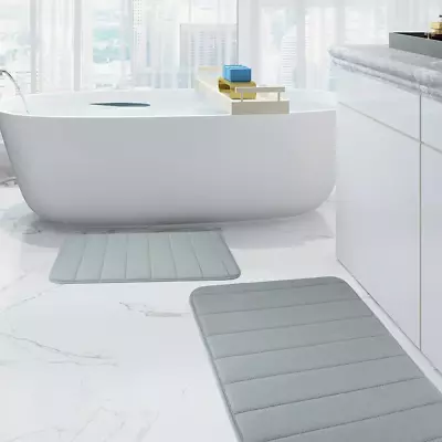 2 Piece Memory Foam Bath Mat Set Thick Bathroom Rugs Soft Bath Mats For Bathroom • $35.95