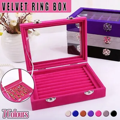 Velvet Ring Earring Jewelry Display Organizer Box Tray Holder Storage Case • $14.75