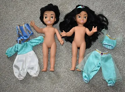 Disney Playmates Aladdin And  Jasmin Vinyl 14  Doll Playmates LOt 2 • $24.88