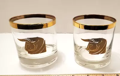 Vintage Gold Rim El-Toro Embossed Bull Drink Hi-Ball Glasses Briard Crown Style • $15