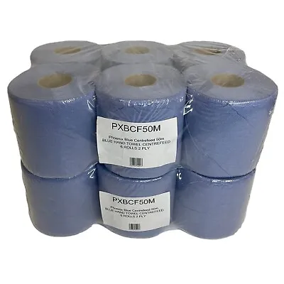 Blue Centre Feed Rolls 2Ply Embossed  Hand Towels Centrefeed 12 Pack  • £13.99