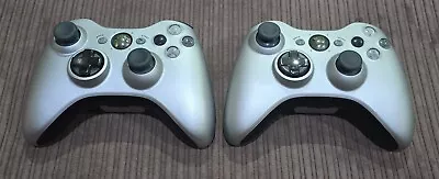 2 X Genuine Microsoft Xbox 360 Wireless Controller Silver Both Tested & Working • $88.50