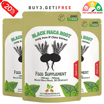 £1.99 • Buy Black Maca Root Capsules, 7000mg-Vegan Caps-Boost Energy, Muscle Growth &Calcium