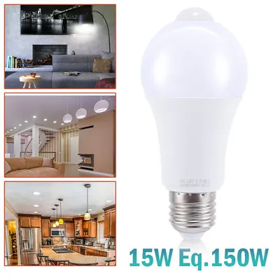 E27 Motion Sensor LED Light Bulb 15W(150W Equivalent) PIR White Bulbs Globe Lamp • $12.67