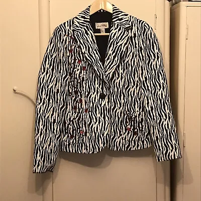 Joseph Ribkoff Size 10 Zebra Print Blazer Jacket With Embellishments • £40