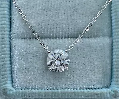 2CT Round  Lab Created Moissanite Solitaire Pendant 14K White Gold Plated Silver • $40.49