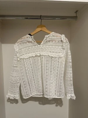 $5 • Buy Zara White Laced Sleeved Top NEW Size S