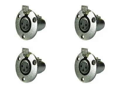 NEW 4 Pack LOT Panel Chassis Surface Box Mount Female 3 Pin XLR Connector METAL • $8.37