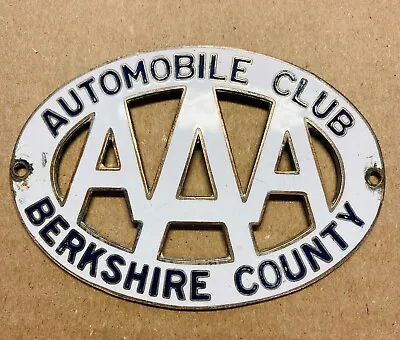 1910s Berkshire County  Auto Club AAA Porcelain Enamel Car Grill Badge  Emblem. • $99