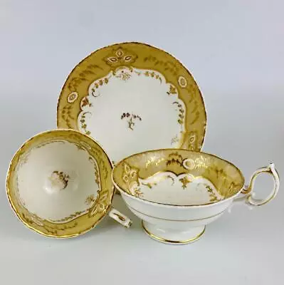 C1835 Antique ~ Minton Trio Coffee / Tea Cup & Saucer English ~ Gold Gilt~5370 • £55