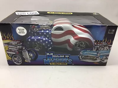 Muscle Machines ’41 Willys Coupe Red White And Blue Stars And Stripes 1:18 • $39.99