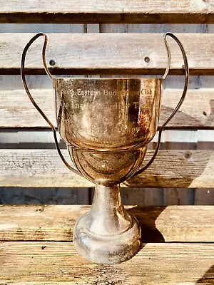 🏆 Big Vintage Silver Trophy Engraved Cup Rustic History EPNS 10” Trophies Prop • $37.77