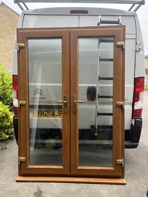 £129 • Buy External Upvc Double Glazed Golden Oak/white French Doors In Frame