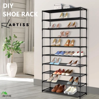 $28 • Buy Stackable Shoe Rack Cabinet Storage Shelves 10 Tiers Shoes Stand Organiser Black