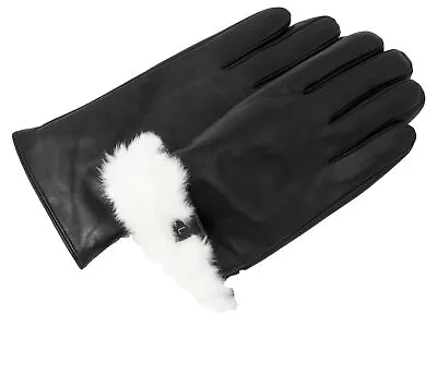 Women's 100% Rex Rabbit Fur Lined Sheepskin Leather Gloves By CANDOR AND CLASS • $74.95