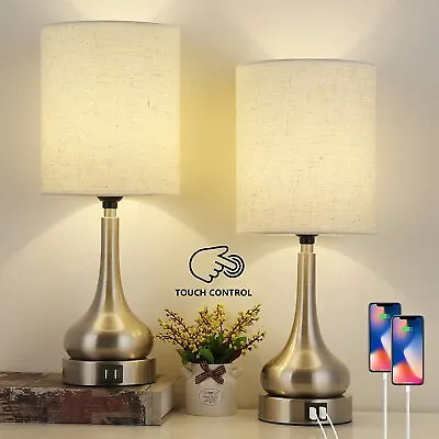 $39.39 • Buy Set Of 2 Touch Control Table Lamps With 2 USB Charging Ports For Bedroom Office