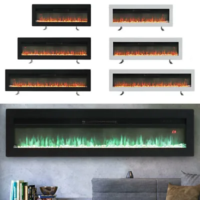 40~100 Inch LED Freestand/Wall Inset Into Fire Electric Wall Mounte Fireplace UK • £189.95