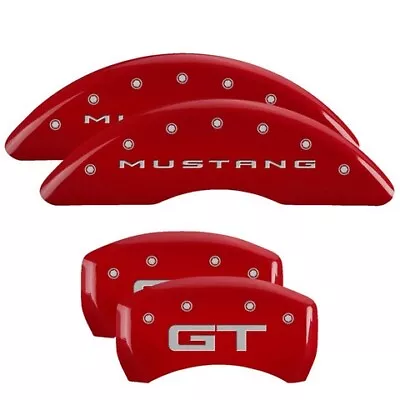 MGP Caliper Covers Set Of 4 Red Finish Silver Mustang / GT (2015) • $289