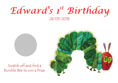 £1.99 • Buy PERSONALISED 1st BIRTHDAY PARTY FAVOUR SCRATCHCARDS THE VERY HUNGRY CATERPILLAR